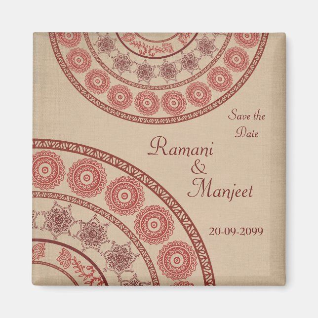 Anglo Indian Save the Date Wedding Magnet (Front)