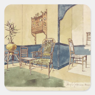 Anglo Japanese style furniture designs by Edward W Square Sticker