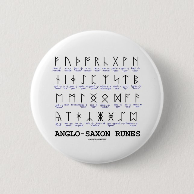 Anglo-Saxon Runes (Linguistics Cryptography) 6 Cm Round Badge (Front)