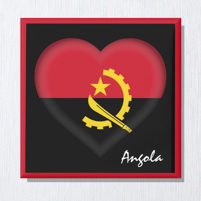 Angola flag & Angolan Heart, Africa holiday /sport Magnet (Creator Uploaded)
