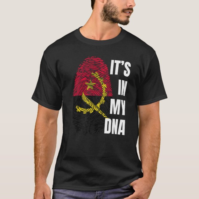 Angola Flag Dna Fingerprint Black History Month T-Shirt (Front)