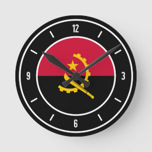 Angola Flag Elegant Round Clock