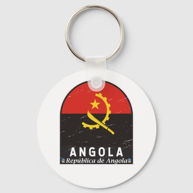 Angola Flag Emblem Distressed Vintage  Key Ring (Front)
