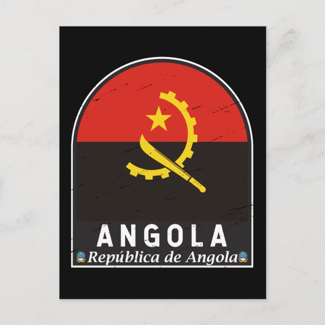 Angola Flag Emblem Distressed Vintage Postcard (Front)