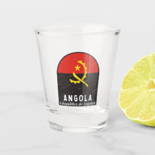 Angola Flag Emblem Distressed Vintage Shot Glass