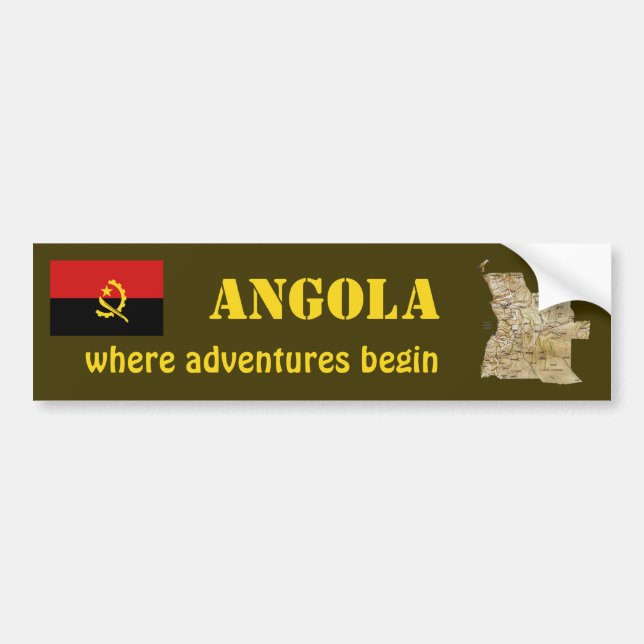 Angola Flag + Map Bumper Sticker (Front)