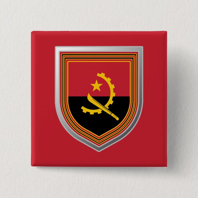 Angola Flag Shield 15 Cm Square Badge (Front)