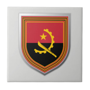 Angola Flag Shield Ceramic Tile
