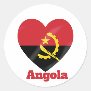 Angola Heart Flag  Classic Round Sticker