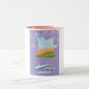 Angola illustrated map poster Two-Tone coffee mug