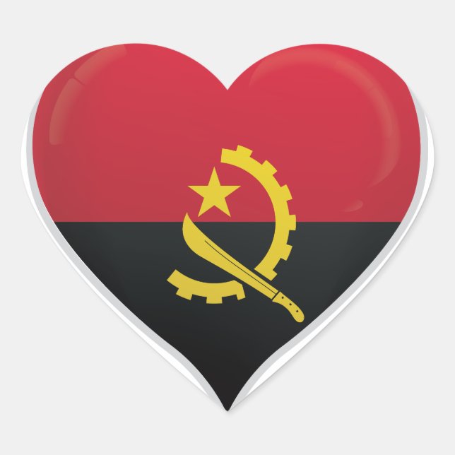 Angola love flag pride heart sticker (Front)