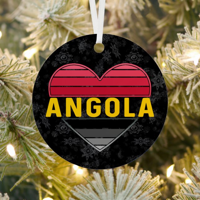 Angolan Heart, I Love Angola Christmas Metal Tree Decoration (Insitu)