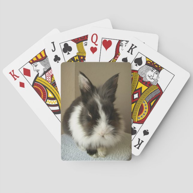 Angora Black White Rabbit Playing Cards (Back)