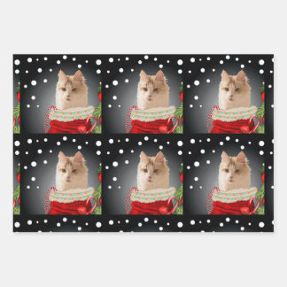 Angora Cat Holiday Wrapping Paper Sheet
