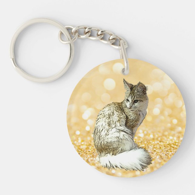 Angora Cat    Key Ring (Front)