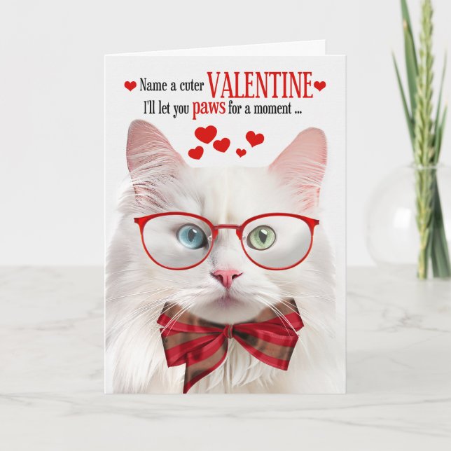 Angora Cat Lover Feline Humour Valentine's Day Holiday Card (Front)