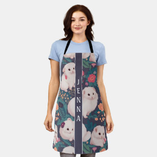 Angora Ferret Floral Colourful Custom Pattern Apron
