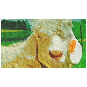 Angora Goat With Ear Tag Abstract Impressionism Tablecloth