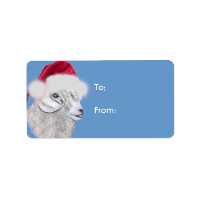 Angora Santa Goat Christmas Gift Tag (Front)