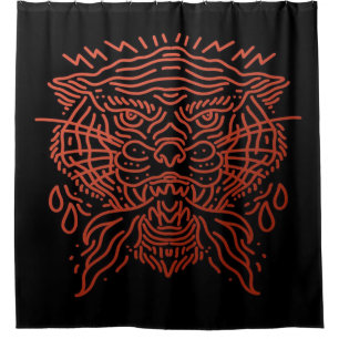 angry abstract tiger shower curtain