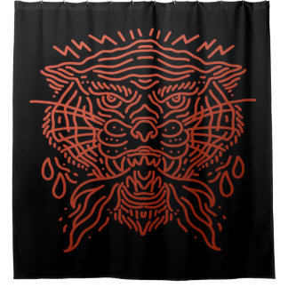 angry abstract tiger shower curtain