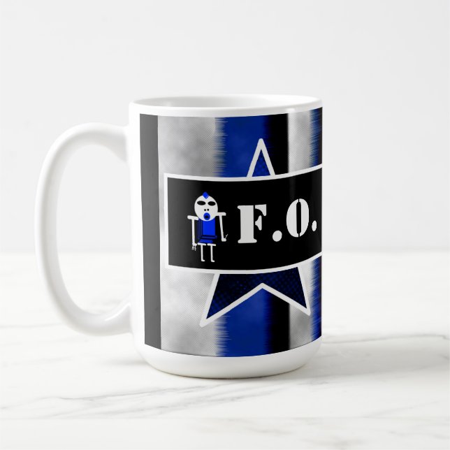 Angry Alien Blue [ SKULLien ] by J.H.T. Coffee Mug (Left)