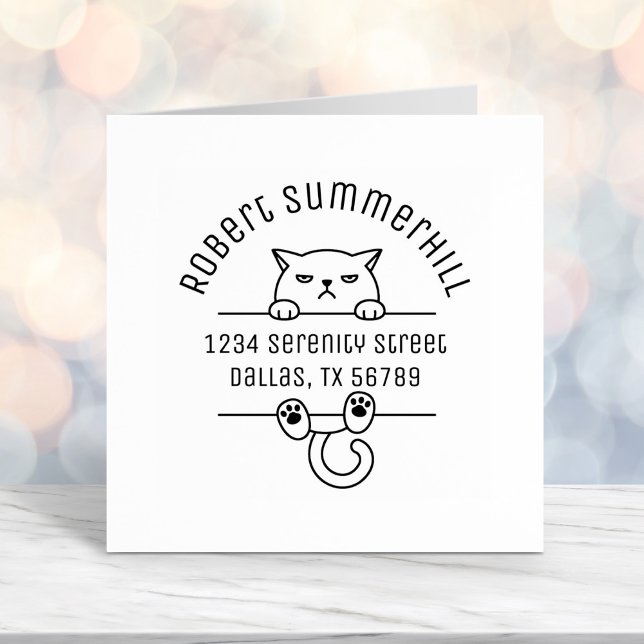 Angry Bad Tempered Cat Arch Address 2 Self-inking Stamp (Creator Uploaded)
