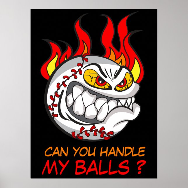 Angry Baseball Ball with Quote, Funny Poster (Front)