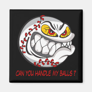 Angry Baseball Black Magnet