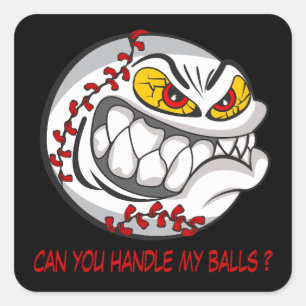 Angry Baseball Black  Square Sticker