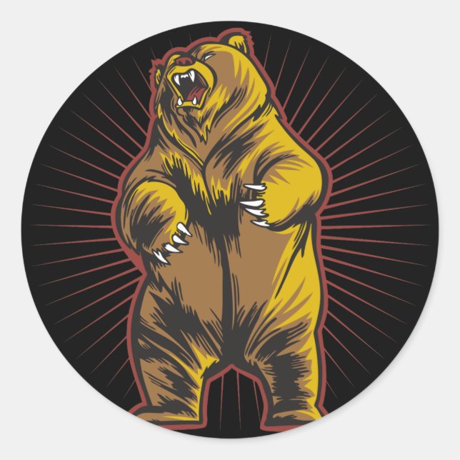 Angry Bear Classic Round Sticker (Front)