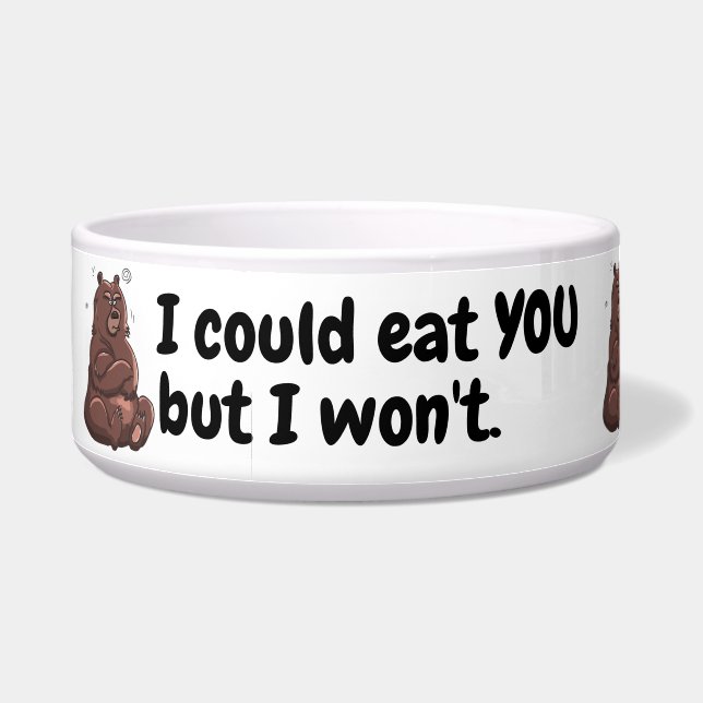 Angry Bear Funny Personalised Bowl (Left)