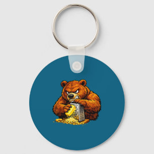 Angry Bear Grating Cheese Grater Illustration Key Ring