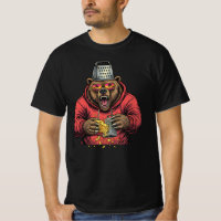 Angry Bear Grating Cheese with Cheese Grater Hat