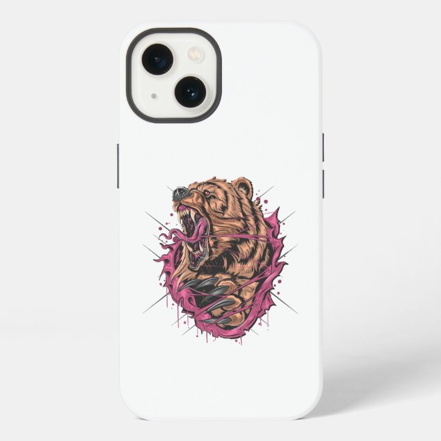 Angry Bear Roar | Fierce Wildlife Phone Case" iPhone Case (Back)