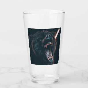 Angry Bear Teeth Black Bear Growl Glass