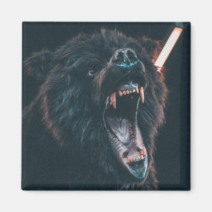 Angry Bear Teeth Black Bear Growl Magnet