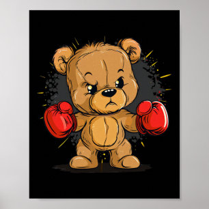 Angry Bear With Boxing Gloves For Boys And Girls Poster