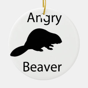 Angry beaver ceramic tree decoration