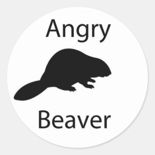 Angry beaver classic round sticker