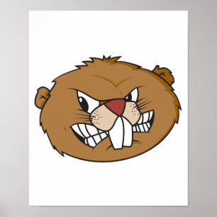 angry beaver face poster