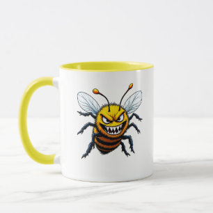 Angry Bee Cartoon Illustration Mug