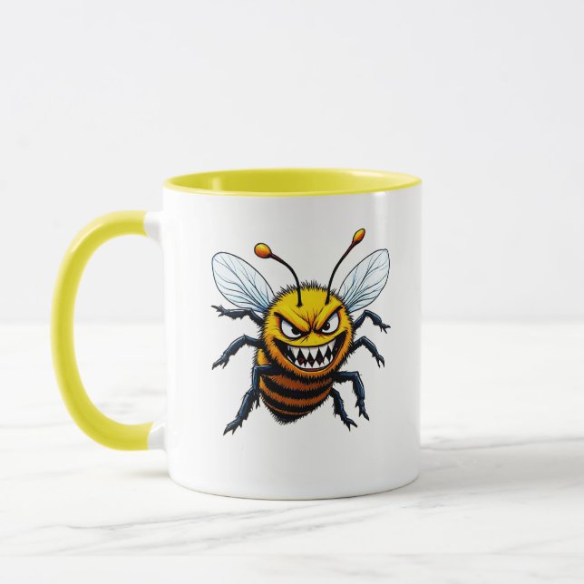 Angry Bee Cartoon Illustration Mug (Left)