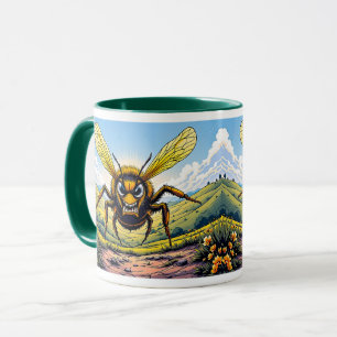 Angry Bee Illustration in Countryside Mug
