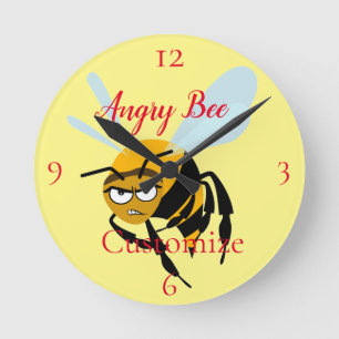 Angry Bee Thunder_Cove Round Clock
