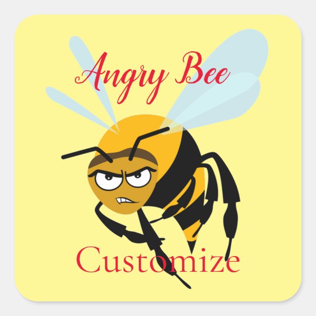 Angry Bee Thunder_Cove Square Sticker (Front)