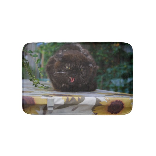Angry Black Cat Bath Mat (Front)