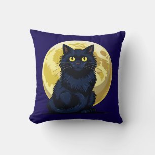Angry black cat cushion