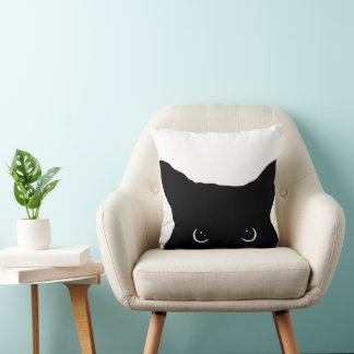 Angry black cat face cushion