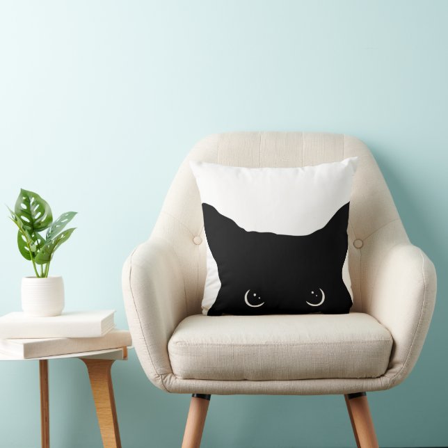 Angry black cat face cushion (Chair)